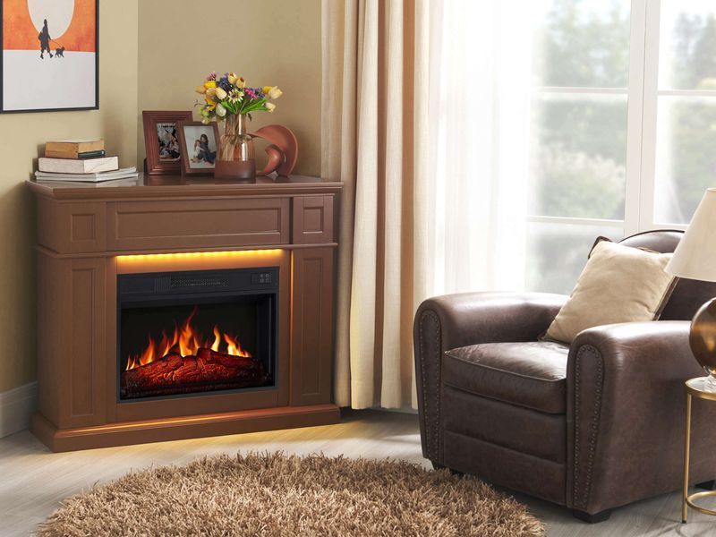 Електрокамін універсальний 2в1 ArtiFlame Linz AF23S коричневий з LED підсвічуванням Linz AF23S коричневий фото