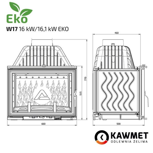 Каминная топка KAWMET W17 (16.1 kW) EKO KAWMET W17 (16.1 kW) EKO фото