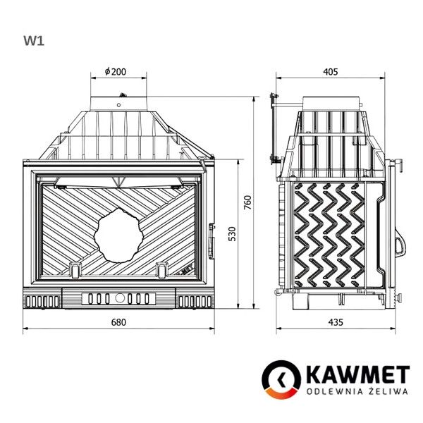 Камінна топка KAWMET W1 Feniks (18 квт) KAWMET W1 Feniks (18 kW) фото