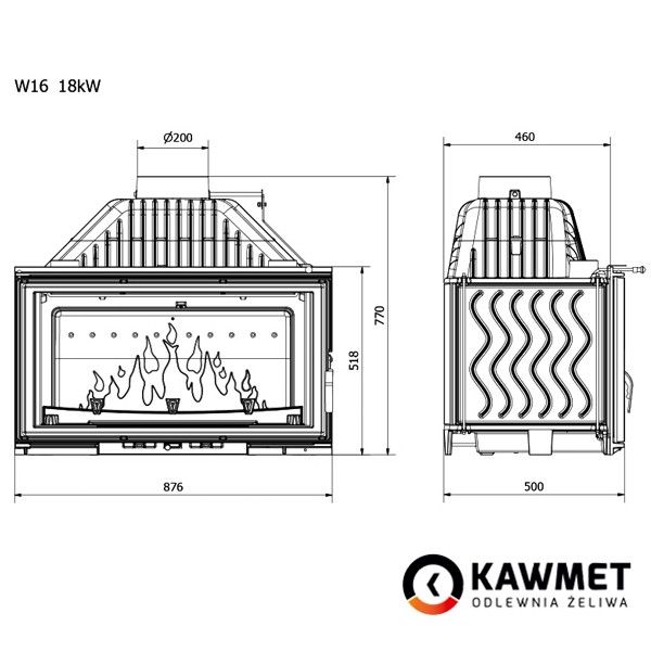 Камінна топка KAWMET W16 (16.3 kW) ECO KAWMET W16 (16.3 kW) ECO фото