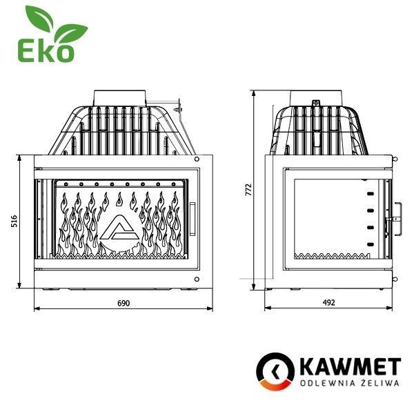 Каминная топка KAWMET W17 с правым боковым стеклом (16.1 kW) EKO KAWMET W17PB (16.1kW) EKO фото