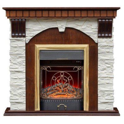 Каминокомплект Taurus Richmond STD грецкий орех - очаг Majestic Brass Richmond STD грецкий орех фото