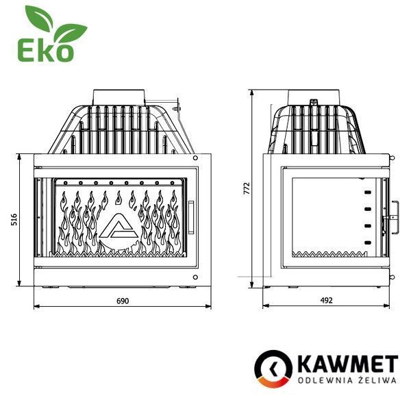 Каминная топка KAWMET W17 Dekor правая боковая (16.1 kW) EKO KAWMET W17 (16.1 kW) EKO фото